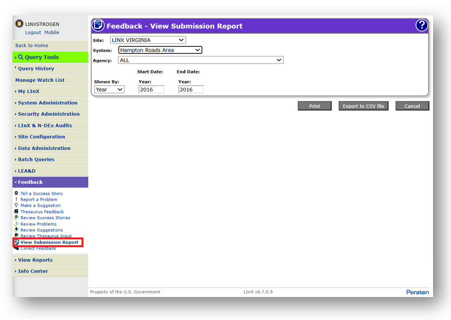 Submitting Report Interface View Submission Report